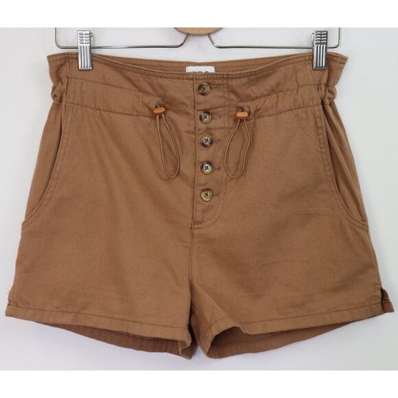 BDG Urban Outfitters UO Terra Bungee Paperbag Short High Rise Button Fly Brown - Picture 5 of 7